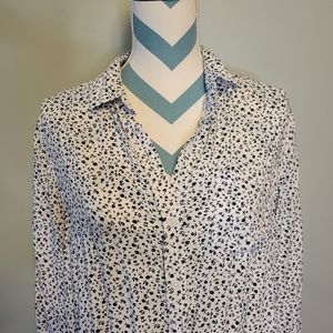 beachlunchlounge White Floral Print Long Sleeve Size L